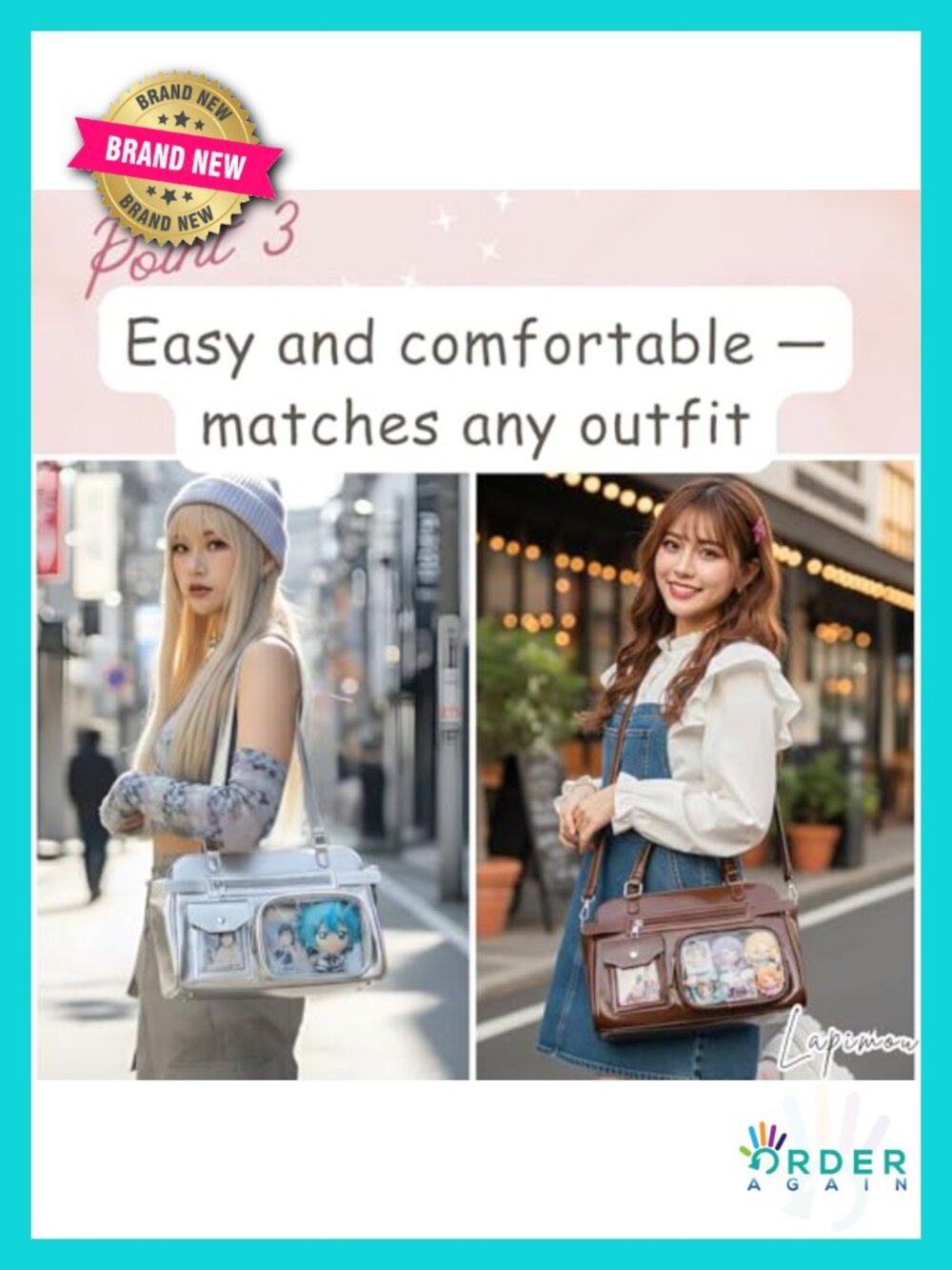 Ita Bag PU Leather Kawaii Y2K Shoulder Crossbody Handbag - Picture 5 of 6